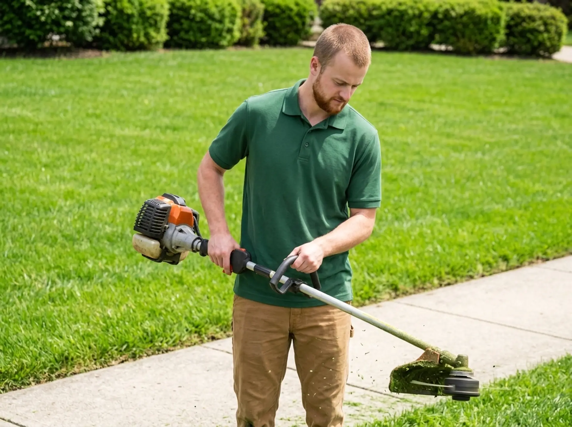 Neatly maintained lawn and landscaping