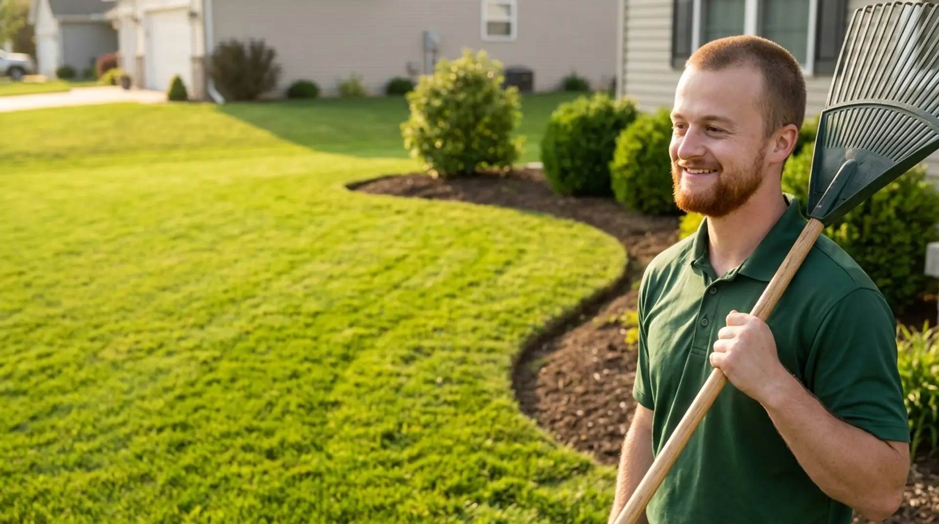 Landscaper at work on a North Alabama property