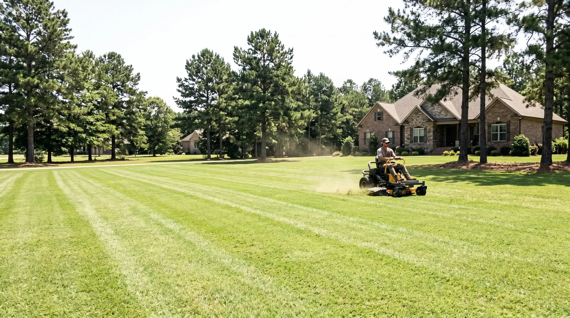 Beautifully maintained green lawn and landscaped garden at a North Alabama home